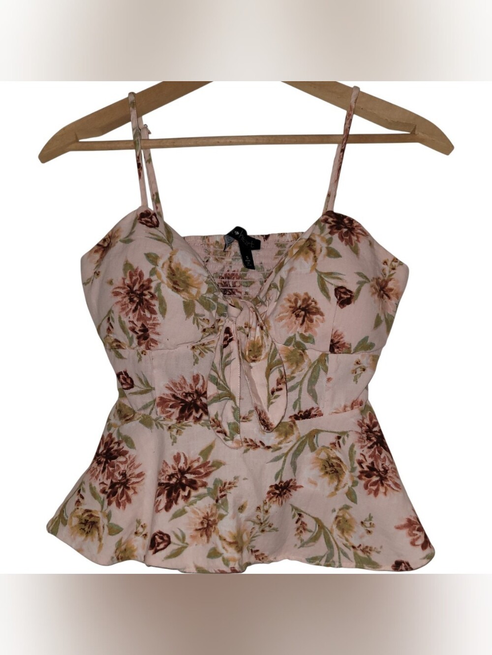 Derek Heart Floral Sweatheart Peplum Babydoll Top Womens Small 100% Cotton